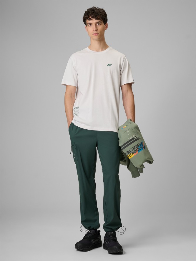 4F T-shirt regular z nadrukiem męski - biały S