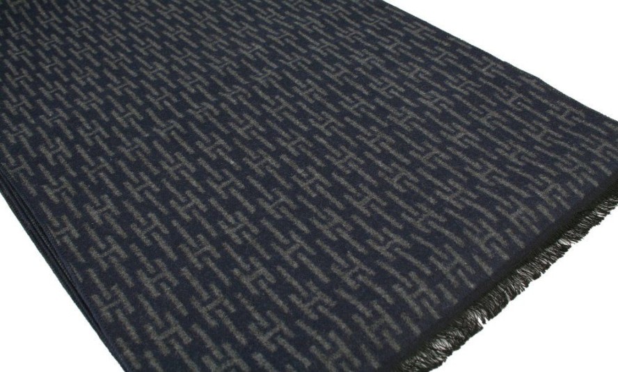 Męski Szalik Alties - Granatowy, Wzór Geometryczny