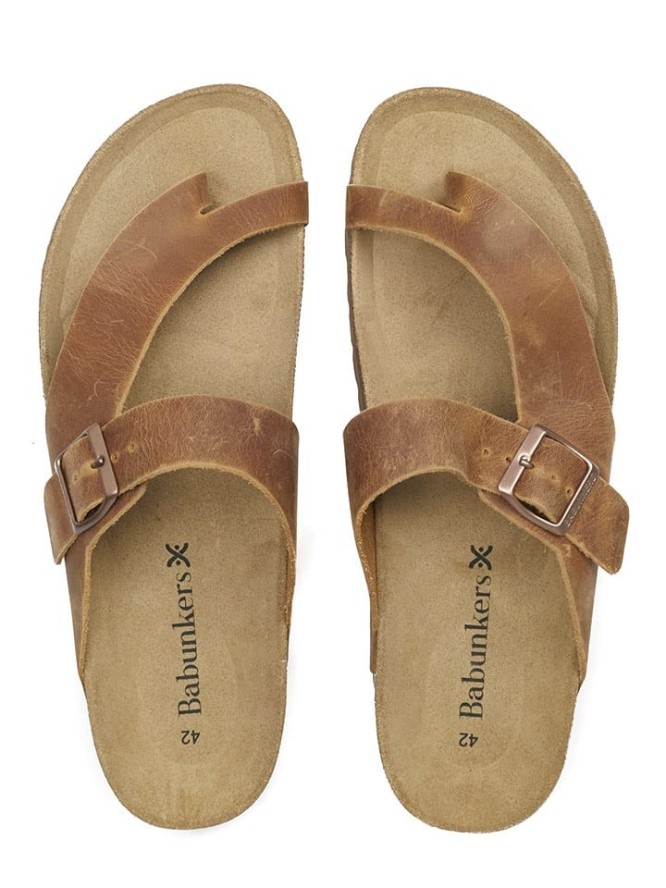 BABUNKERS Family Skórzane japonki w kolorze brązowym rozmiar: 42