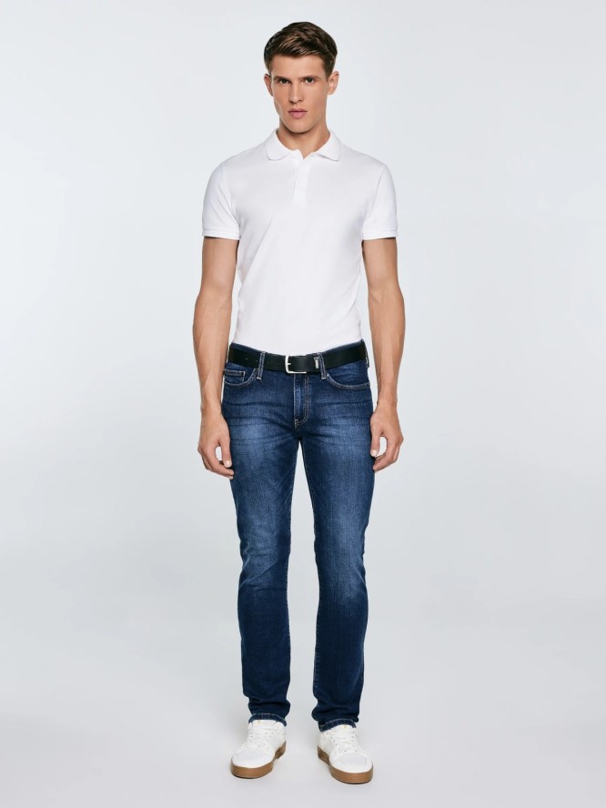 Jeansy męskie dopasowane granatowe Tobias 401