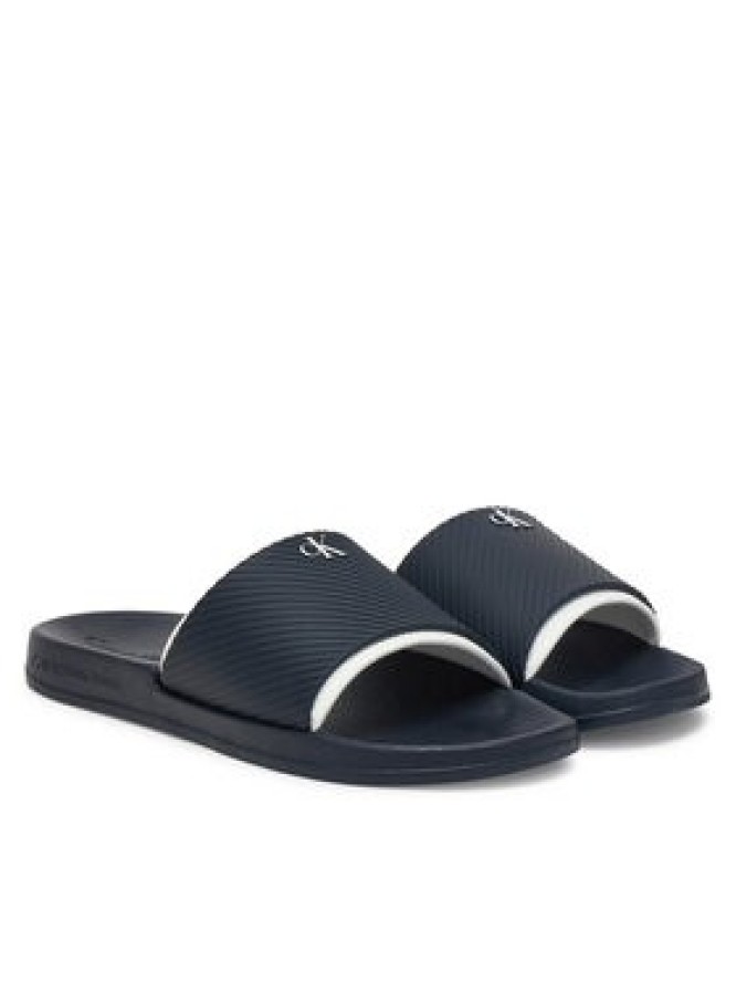 Calvin Klein Jeans Klapki Slide Rubber Neoprene Text YM0YM01234 Granatowy