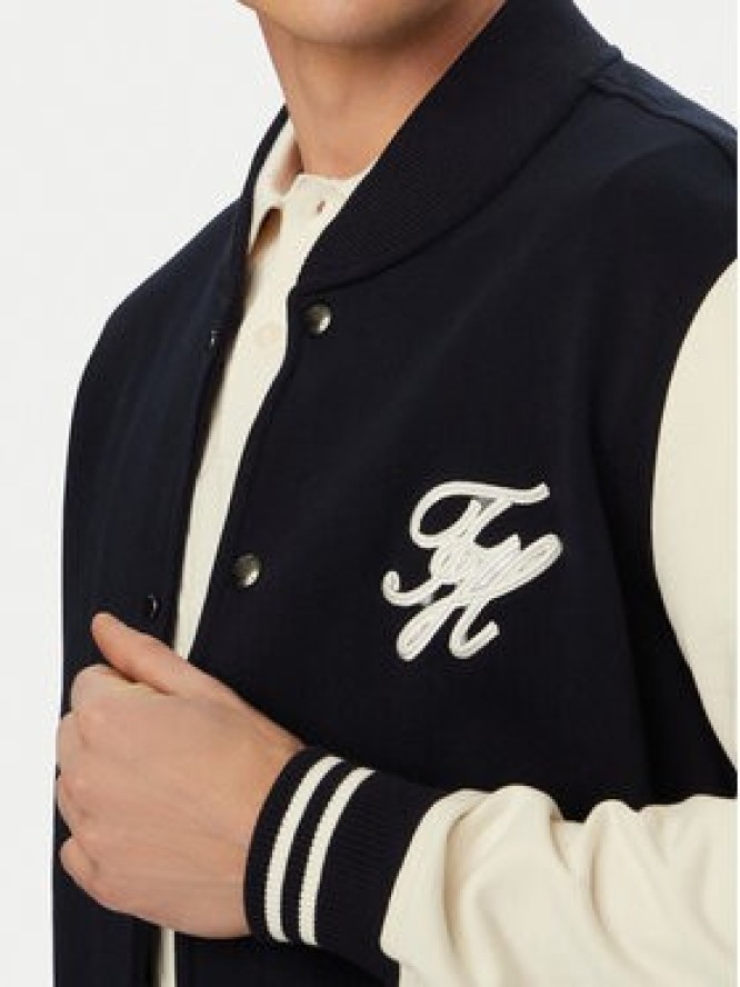 Tommy Hilfiger Bluza Colour-Blocked Terry MW0MW43091 Granatowy Regular Fit