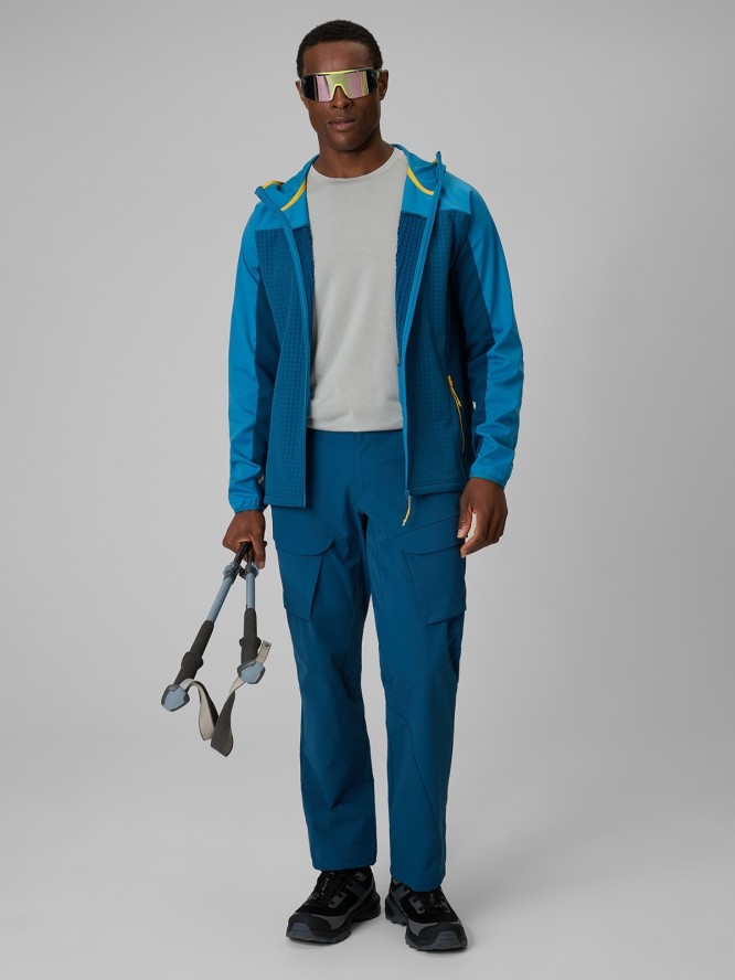 4F Bluza trekkingowa regular z kapturem męska - niebieska XXL