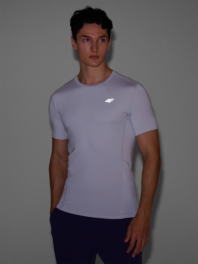 4F Koszulka do biegania slim szybkoschnąca męska - szara XL
