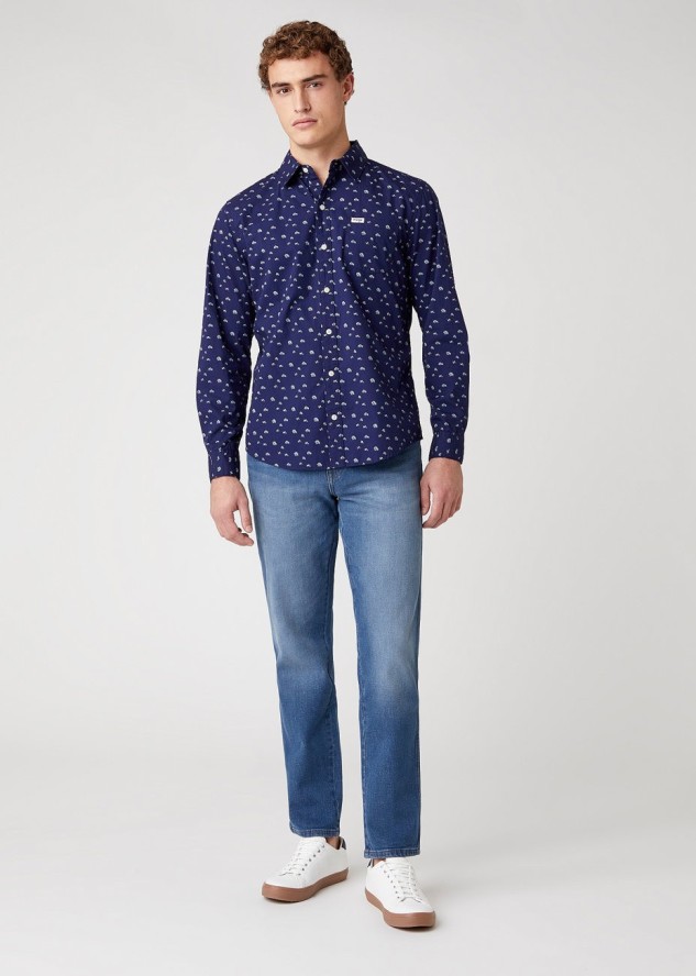 MĘSKA KOSZULA MATERIAŁOWA WRANGLER LS 1PKT SHIRT INDIGO W5D0N4452 112130102