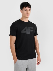 4F T-shirt regular z nadrukiem męski - czarny XXL