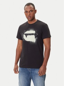 G-Star Raw T-Shirt Spray Logo D26833-D101 Czarny Regular Fit