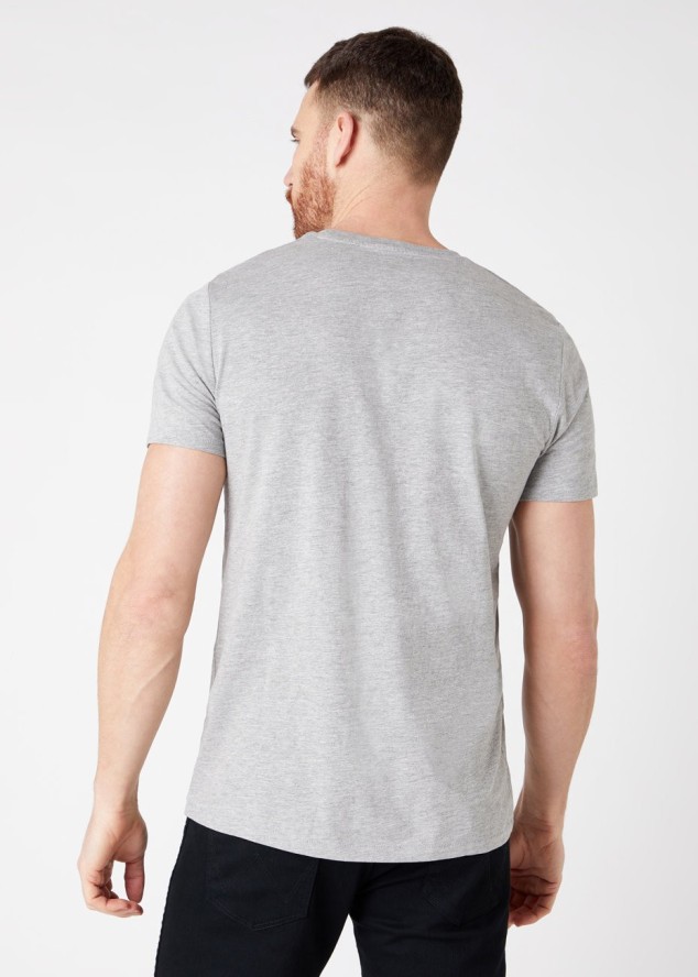 MĘSKI T-SHIRT WRANGLER SS LOGO TEE MID GREY W7M0D3XTT 112131861