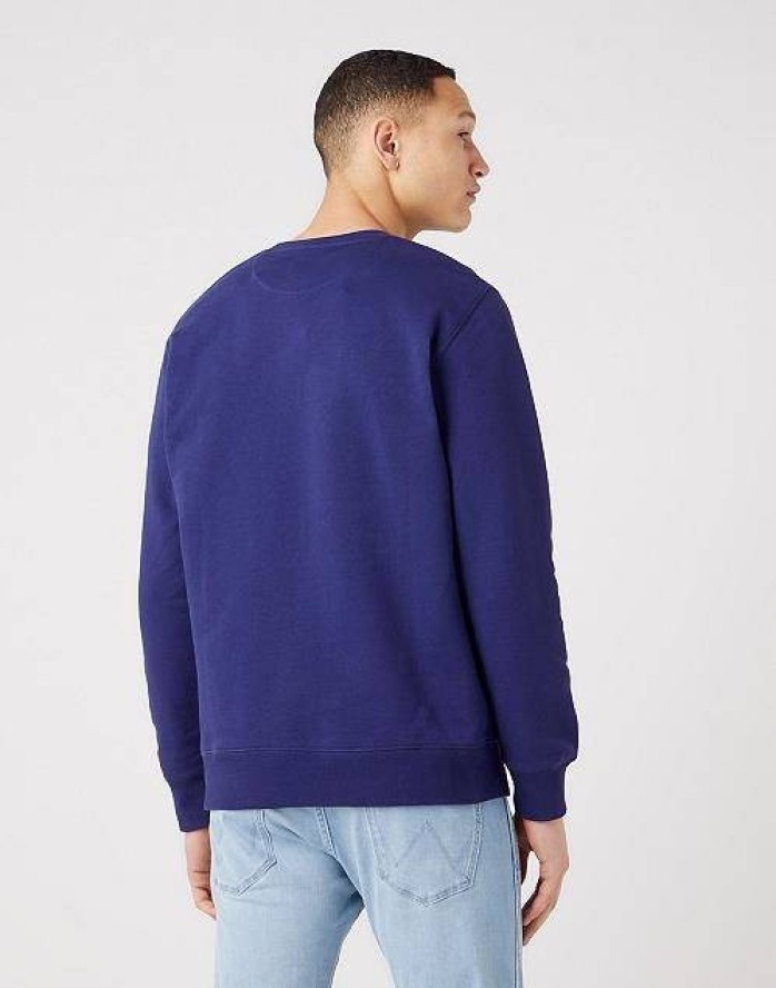 WRANGLER FRAME LOGO CREW MĘSKA BLUZA LOGO NADRUK BLUE W662HAB51 112321426