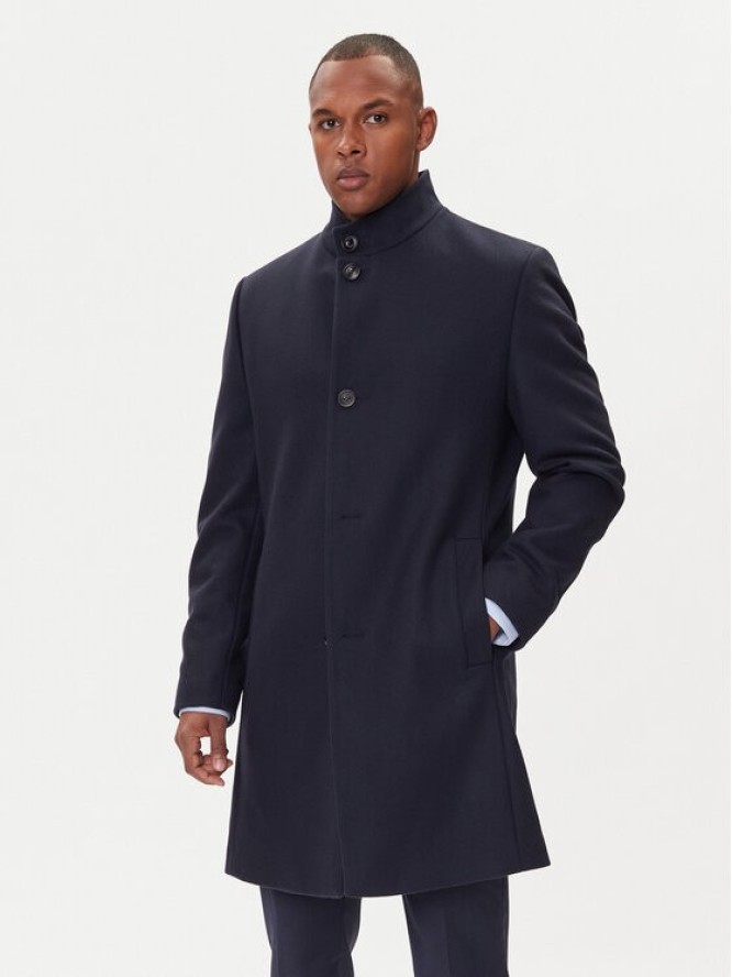 HUGO Płaszcz wełniany Mintrax2541 50546551 Granatowy Regular Fit