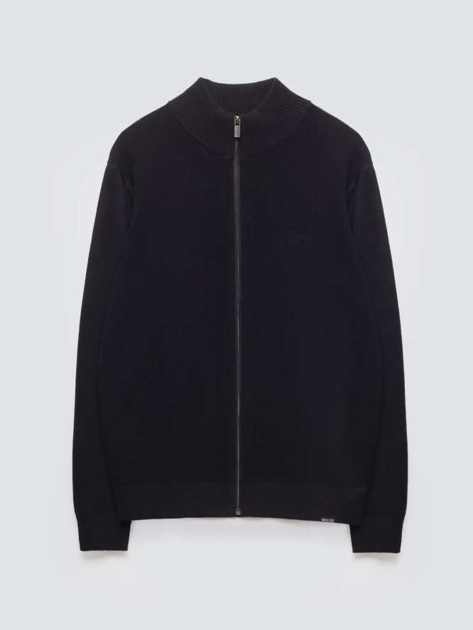 Sweter męski rozpinany ze stójką czarny Anton 906