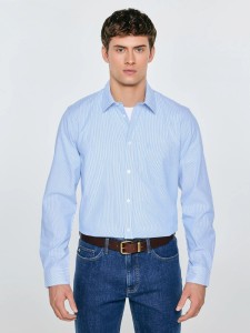 Koszula męska w prążek błękitna Cosiser 401
