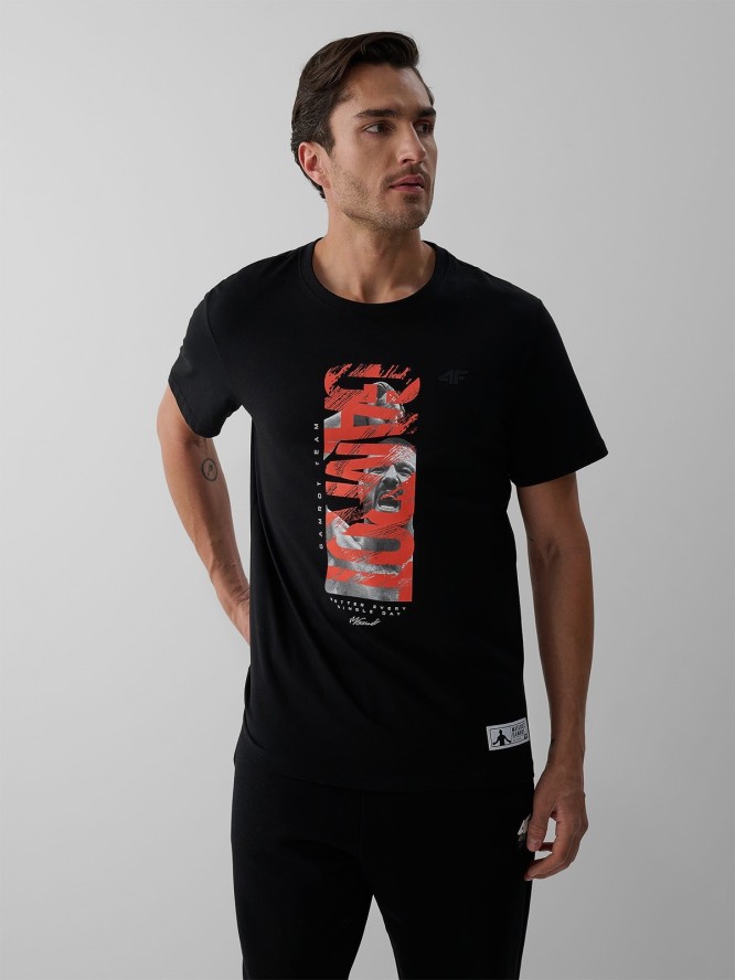 4F T-shirt regular z nadrukiem męski 4F | Mateusz Gamrot - czarny XL