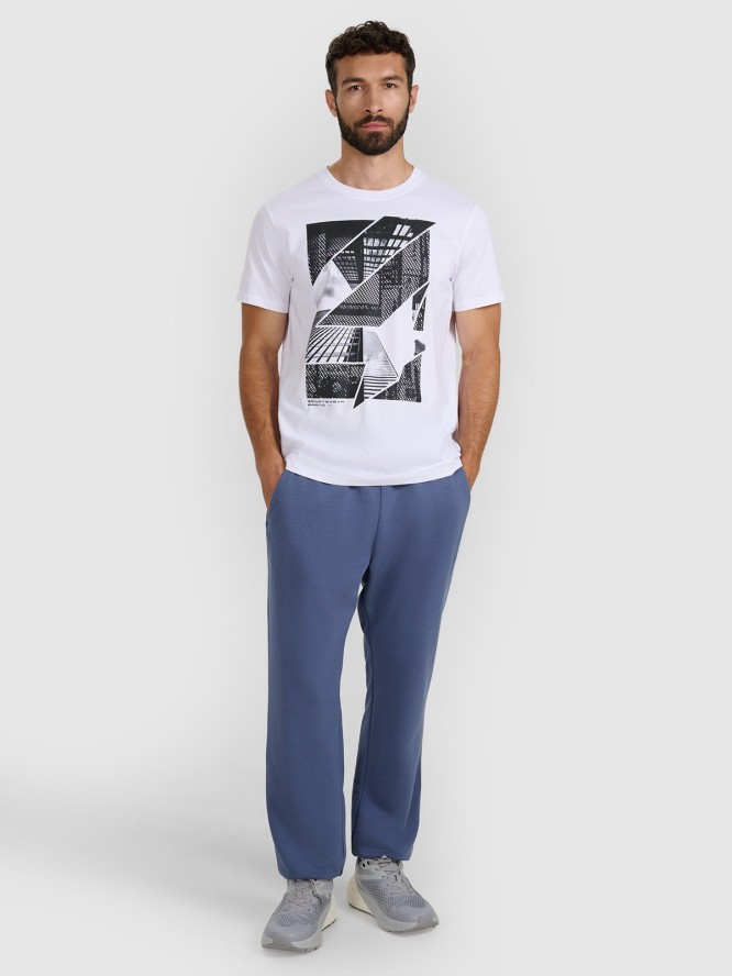 4F T-shirt regular z nadrukiem męski - biały L