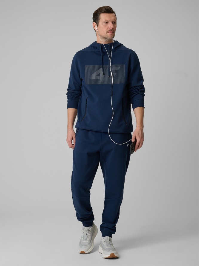 4F Bluza dresowa regular z kapturem męska - granatowa S