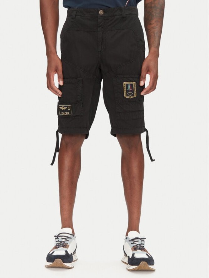Aeronautica Militare Szorty materiałowe 251BE041CT1122 Czarny Regular Fit
