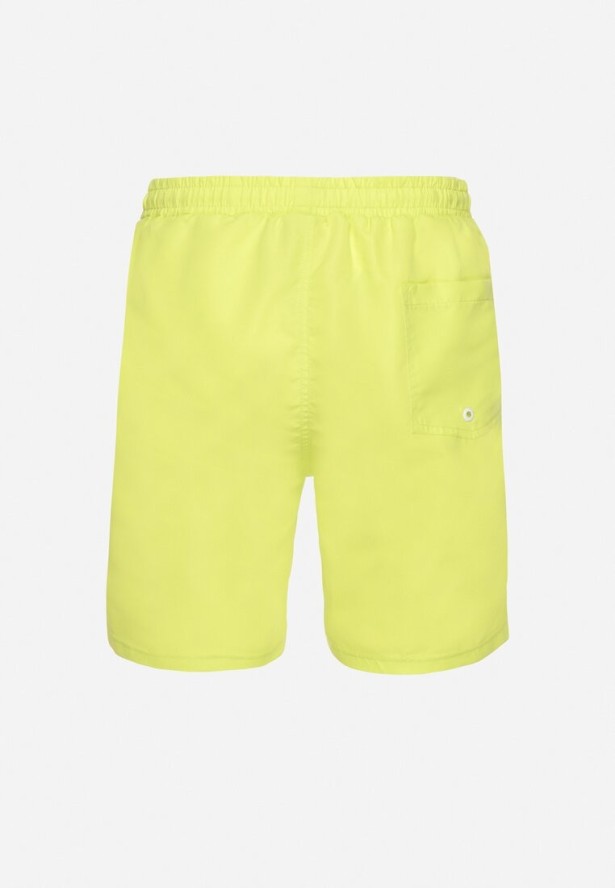 Żółte Gładkie Szorty Bermudy z Kieszeniami Uliritia