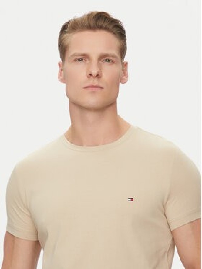 Tommy Hilfiger T-Shirt MW0MW10800 Beżowy Slim Fit