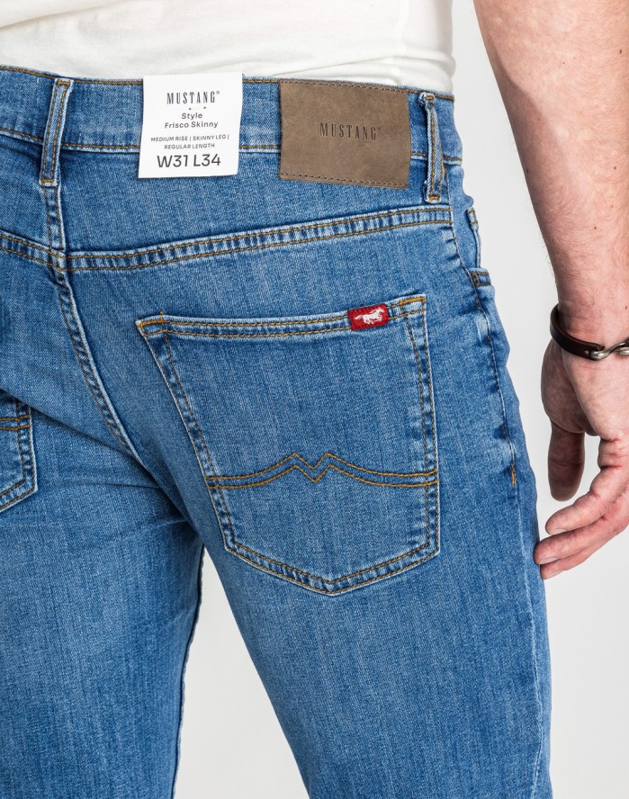 Męskie Spodnie Jeansowe Mustang Style Frisco Skinny Denim Blue 1017117 5000 682