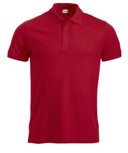 clique Polo Manhattan czerwony z paskami jacquard przy kołnierzu – red