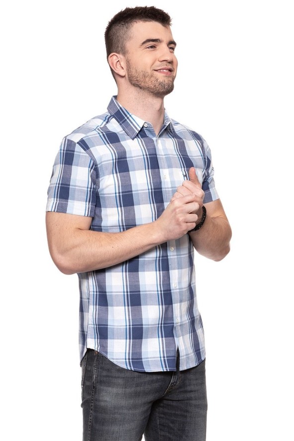 KOSZULA MĘSKA KRÓTKI RĘKAW WRANGLER SS 1PKT SHIRT PATRIOT BLUE W5860NQ5H 112129521
