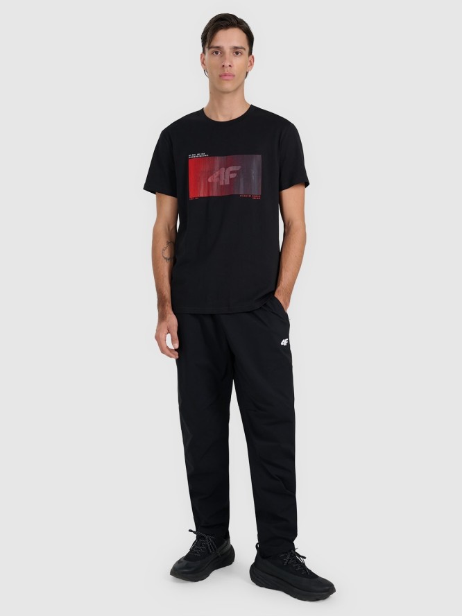 4F T-shirt regular z nadrukiem męski - czarny XXL