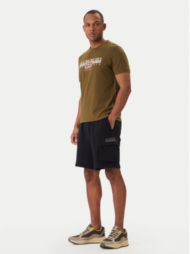 Napapijri Szorty sportowe N-Box Logo Cargo NP0A4I59 Czarny Regular Fit