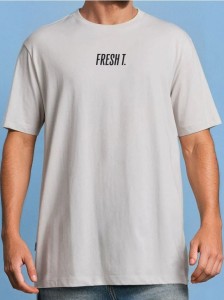 Bawełniana koszulka z nadrukiem na plecach - kremowy