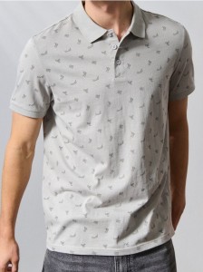 Koszulka polo ze wzorem - szary