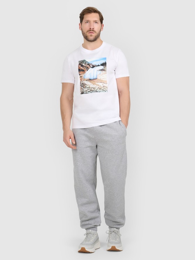 4F T-shirt regular z nadrukiem męski - biały XL