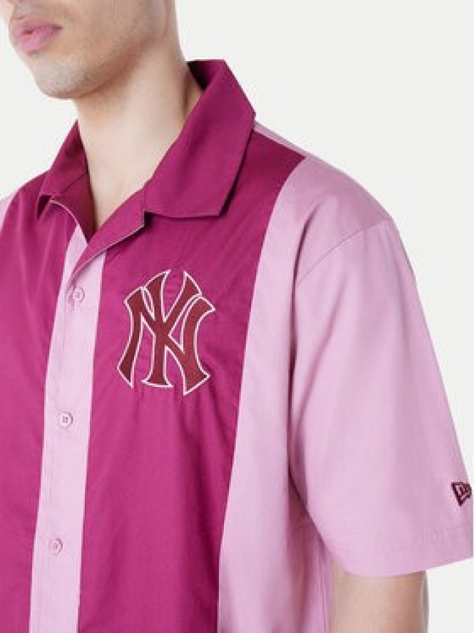 New Era Koszula New York Yankees Stripe Revere 60596341 Różowy Regular Fit