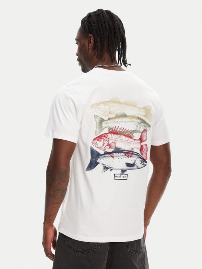 Hunter T-Shirt Raasay Graphic HARM0034251 Biały Regular Fit