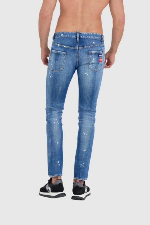 DSQUARED2 Niebieskie męskie jeansy medium bleached spots wash cool guy, Rozmiar 46