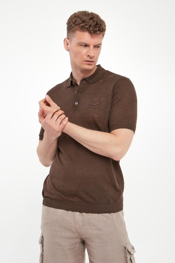 Polo męskie lniane AERONAUTICA MILITARE