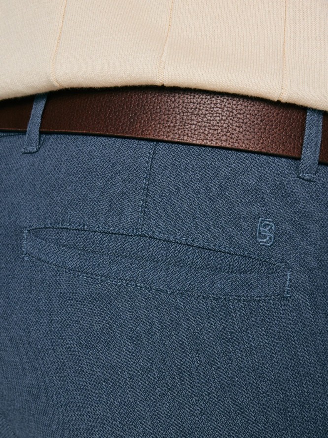 Spodnie męskie chinosy w drobny wzorek niebieskie Erhati 401