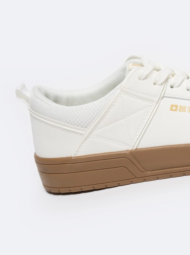 Sneakersy męskie z kontrastową podeszwą białe NN174093 101