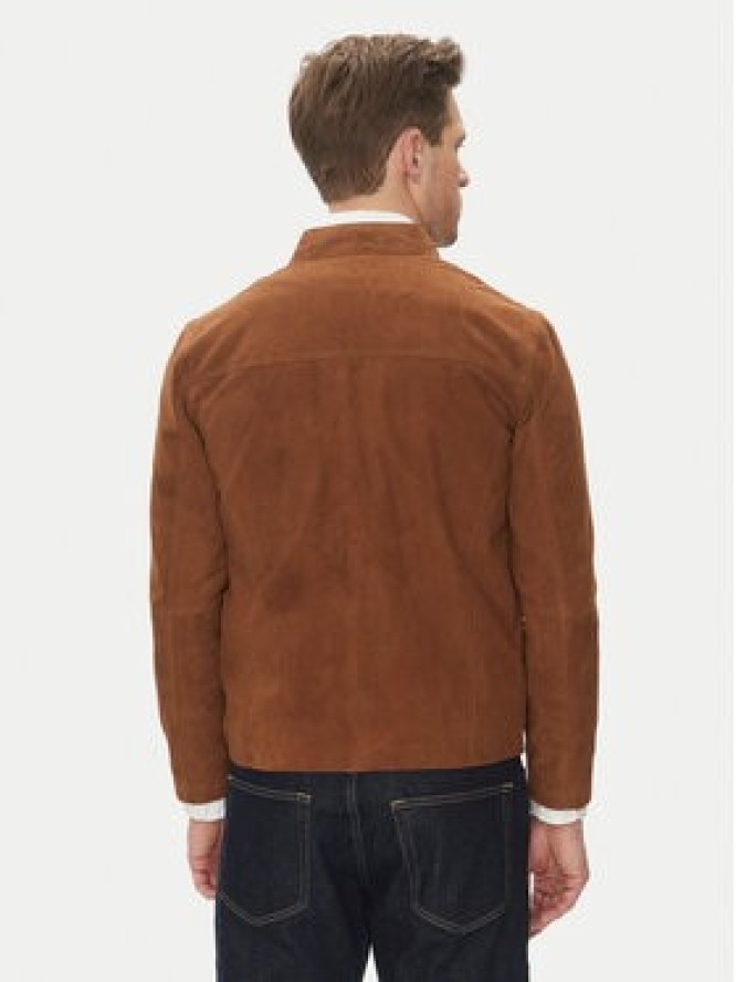 Serge Pariente Kurtka skórzana Sylvino Vs Brązowy Slim Fit