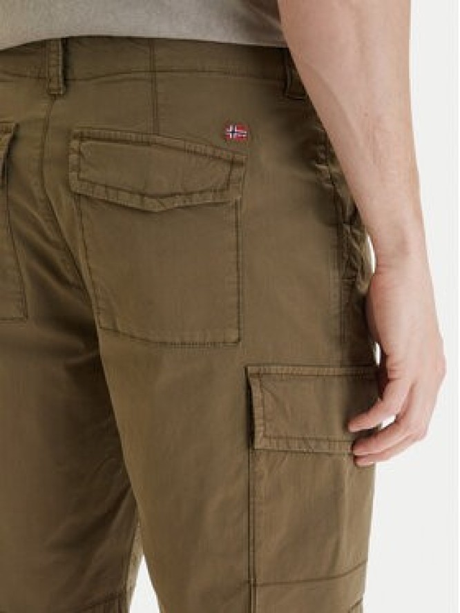 Napapijri Szorty materiałowe N-Horton NP0A4HOS Khaki Regular Fit