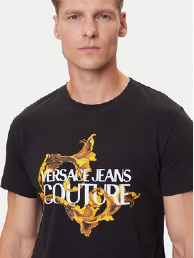 Versace Jeans Couture T-Shirt 79GAHE02 CJ00E Czarny Regular Fit