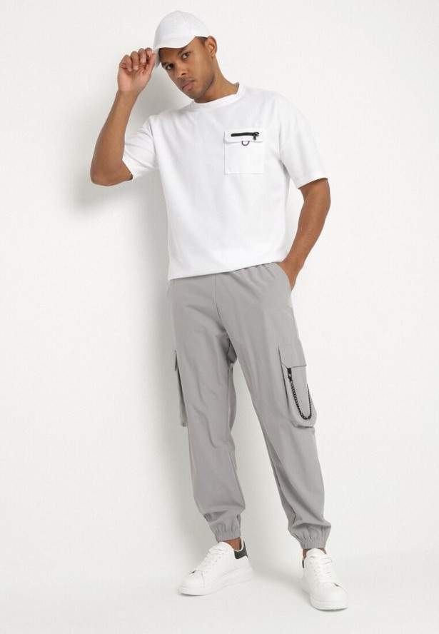 Ciemnoszare Spodnie Cargo z Odpinanym Łańcuchem Efandrel