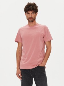 Tommy Jeans T-Shirt Linear Chest DM0DM21780 Różowy Slim Fit