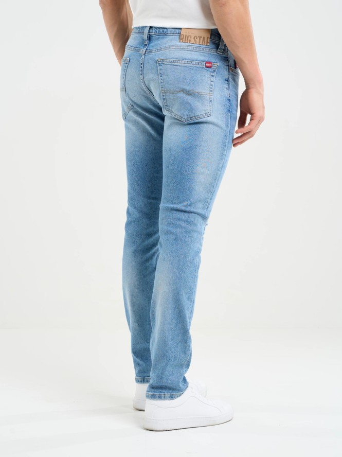 Jeansy męskie dopasowane z przetarciami jasnoniebieskie Terry Slim 239