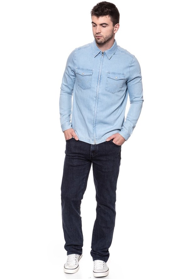 KOSZULA JEANSOWA MĘSKA WRANGLER SHACKET LIGHT INDIGO W5A031D4E 112129921
