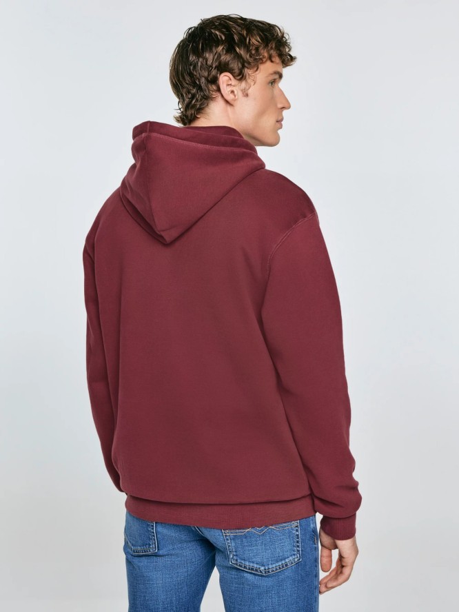 Bluza męska z kapturem z haftem bordowa Adam 604