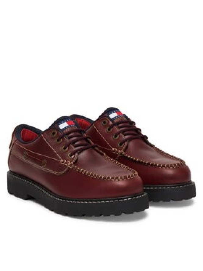 Tommy Jeans Półbuty Archive '01 Boat Shoe Leather EM0EM01651 Brązowy