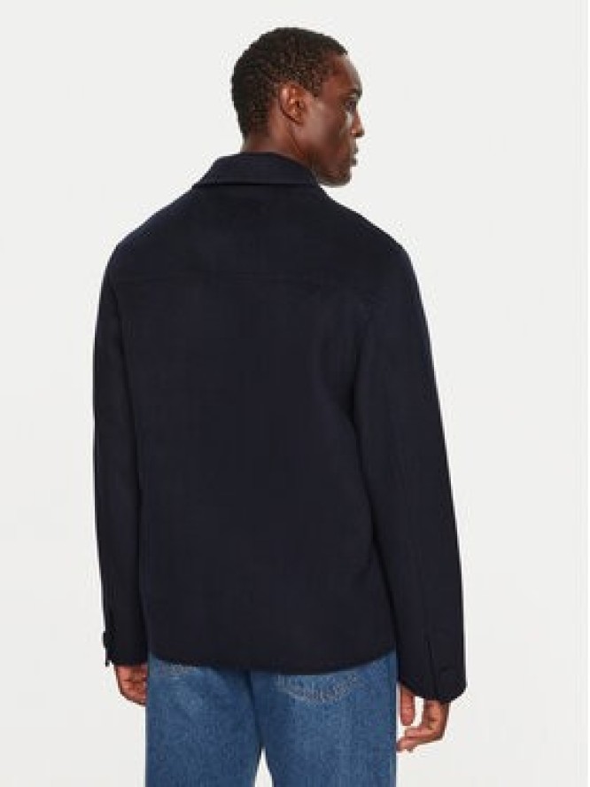 AMI Paris Płaszcz wełniany HJK057.WV0022 Granatowy Regular Fit