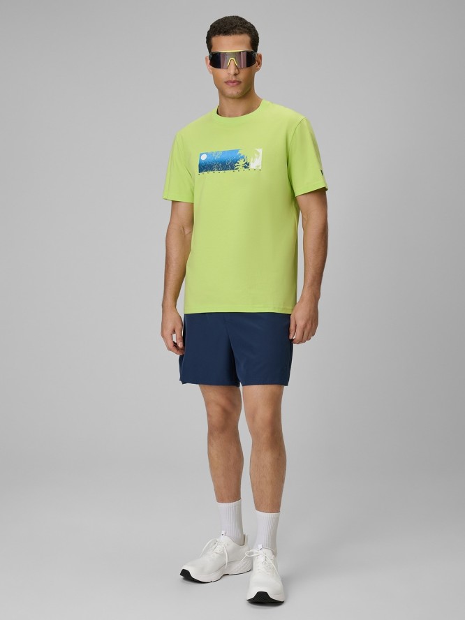 4F T-shirt regular z nadrukiem męski - zielony M