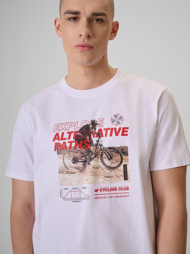 4F T-shirt relaxed z nadrukiem męski - biały L
