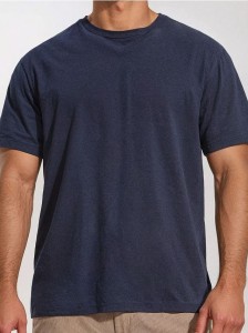 Koszulka z domieszką lnu - granatowy