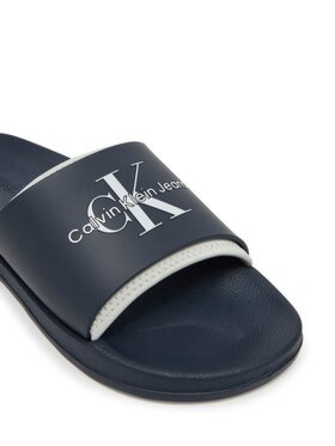 Calvin Klein Jeans Klapki Slide Rubber Neoprene Monologo YM0YM00361 Granatowy